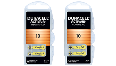 3 Zink Luft Batterien DA 10 Packungen mit den Batterien Mengen 6 und 8 Duracell Activair Zink Luft Batterien der Baugröße 10, davon 3 Packungen in mit der Batterie Anzahl von 6 und 8